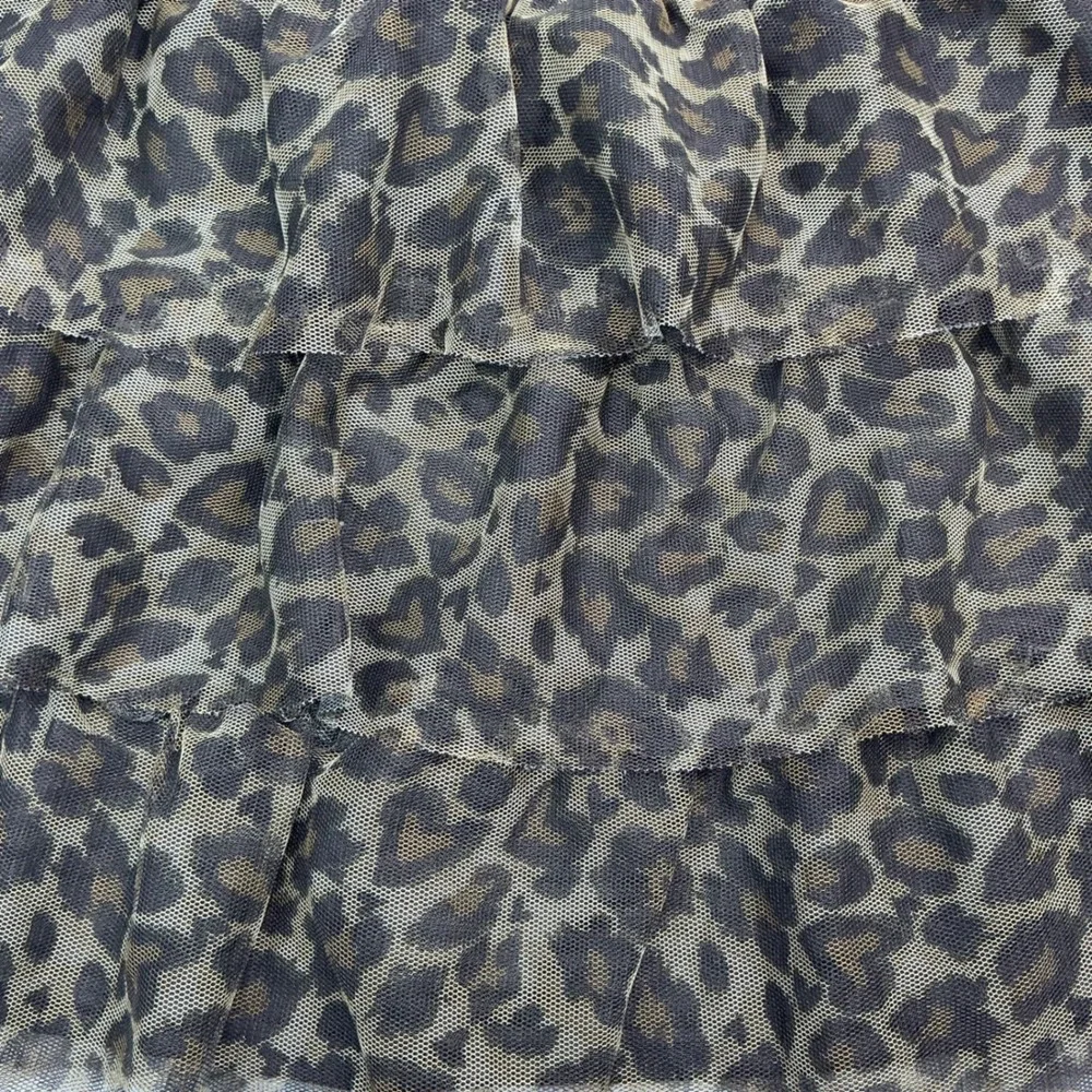 The Children's Place Brown Leopard Print Skirt Girls 10/12 Tiered Mesh Elastic